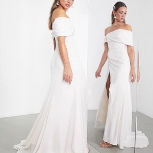 ASOS EDITION Beatrice bardot drape wrap wedding dress